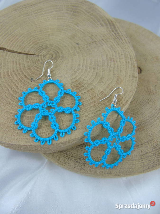 Kolczyki frywolitkowe różne wzory i kolory Wiśniowa