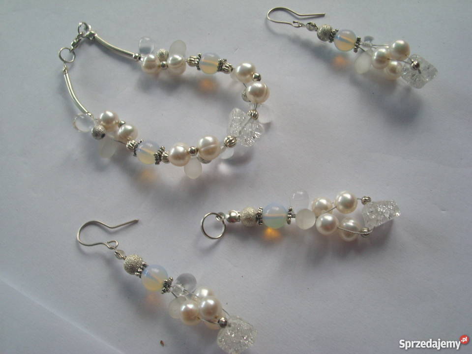 Komplet bransoletka kolczyki wisior perły Częstochowa sprzedam