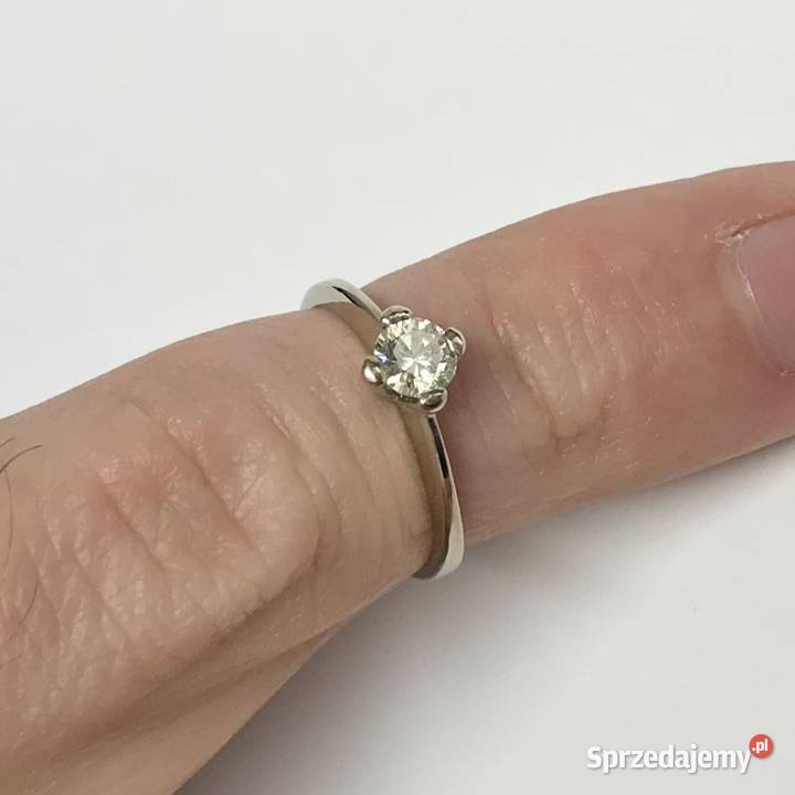 Złoty PIERŚCIONEK zaręczynowy 14K DIAMENT 033ct Warszawa sprzedam