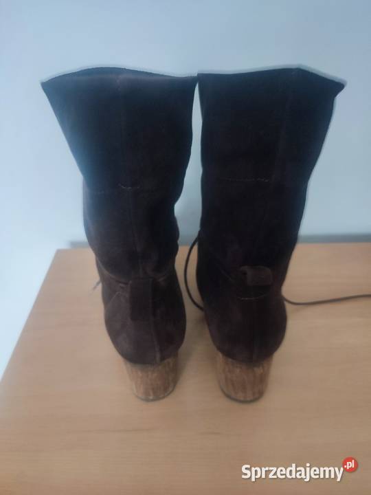 Botki Damskie Portugalskie 3724Na Słupku brązowy/beżowy Lublin