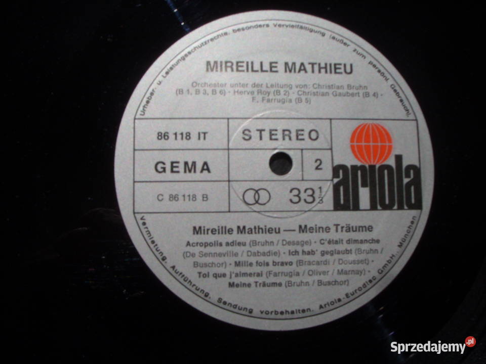 WINYL LP MIREILLE MATHIEUMEINE TRAUM ARIOLA 86 Płyty i kasety dolnośląskie Wołów