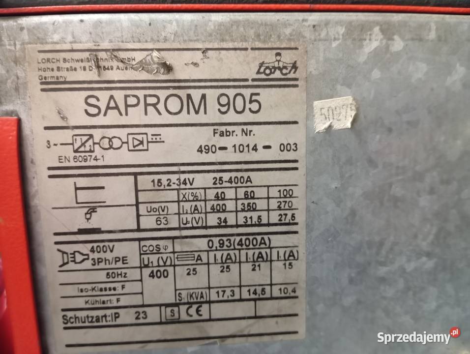 Spawarka Lorch Saprom 905 chłodzona cieczą 400A