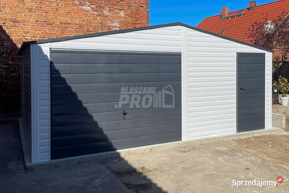 Garaż Blaszany 6x5m Brama Uchylna Drzwi Okno Leszno