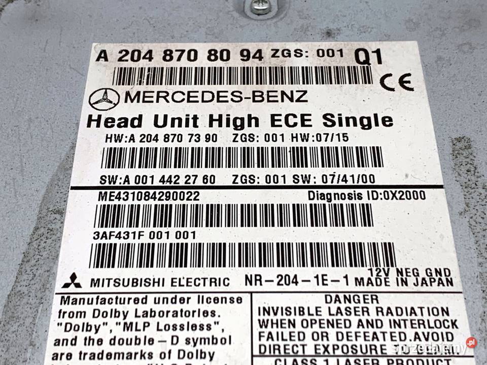 RADIO MERCEDES S204 A2048708094 0714 ODTWARZACZ