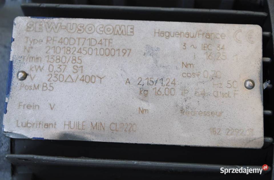 Motoreduktor kołnierzowy 037kw 85obr Firmy SEW lubuskie Kargowa