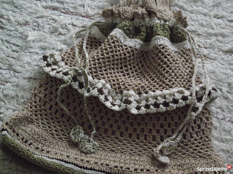 AUTORSKA TOREBKA SAKWA BAWEŁNIANA BIAŁO BEŻOWA Moda i Styl Piła sprzedam