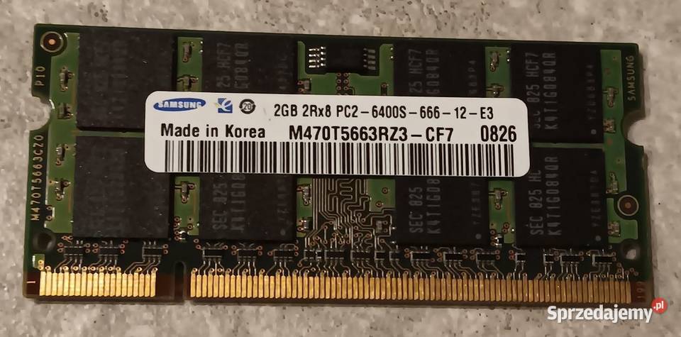 Samsung 2GB 2Rx8 PC26400S Pojemność 2GB