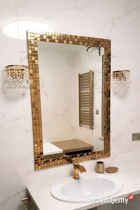 Lustro okrągłe złote złota rama 50 60 70 80 90 odcienie brązowego podkarpackie Przemyśl