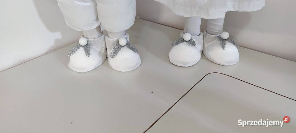 Skrzaty świąteczne krasnale gnomy para srebrny Lipnica