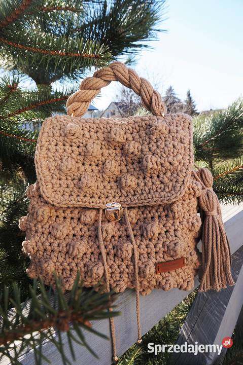 Plecak torebka ze sznurka bawełnianego handmade mazowieckie Józefów sprzedam