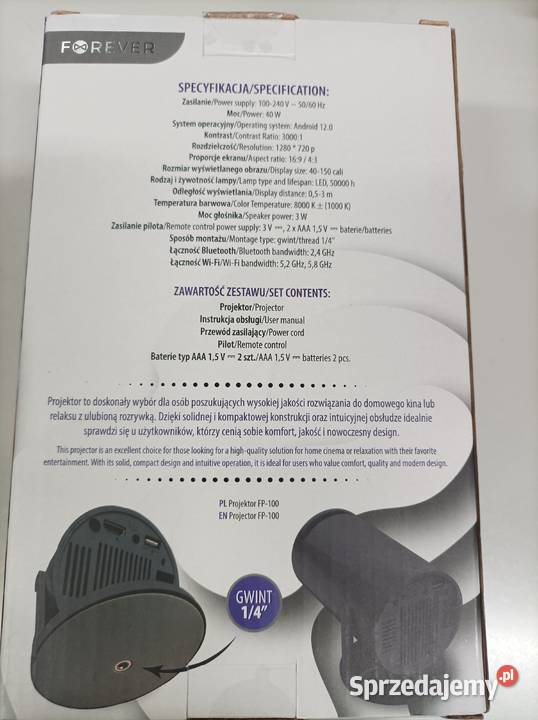 PROJEKTOR SMART FOREVER FP100 Pozostałe Toruń