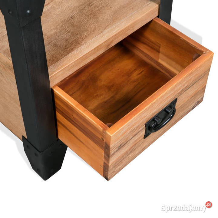 Szafka nocna lite drewno akacjowe stal 40 x 30 x