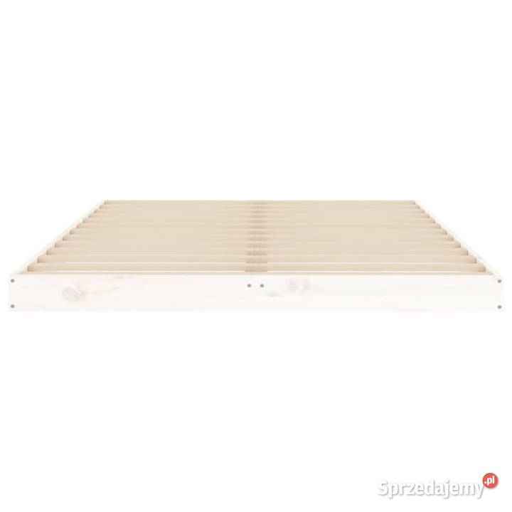 Rama łóżka biała mała podwójna drewno sosnowe 124cm