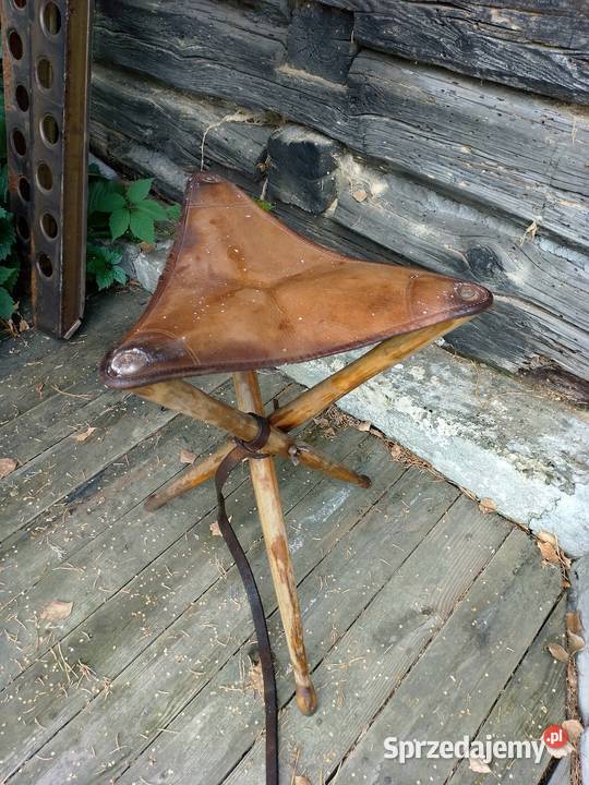 Krzesełko turystyczne składane PRL loftt skóra Jarosław