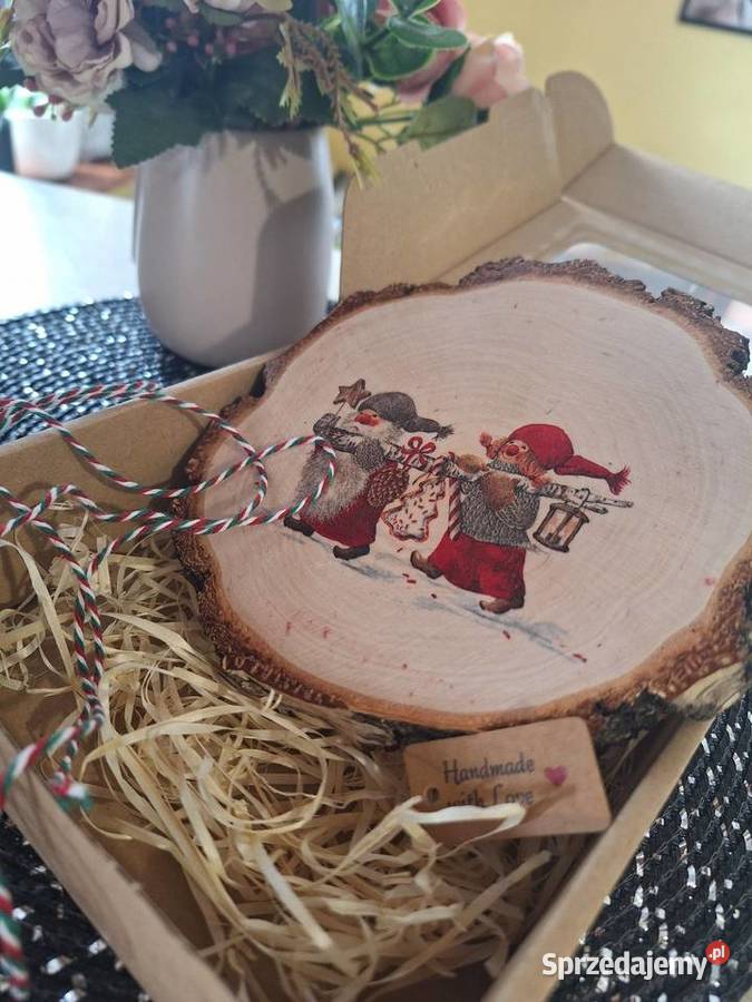 Świąteczne skrzatypodstawka z drewna Strzyżów