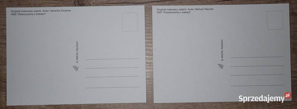 Zestaw 2 kartek pocztowych wydawnictwo AMUN sprzedam