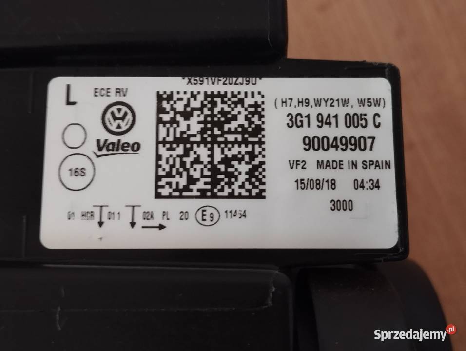 VW PASSAT B8 LAMPA LEWA PRZÓD PRZEDNIA Wschowa