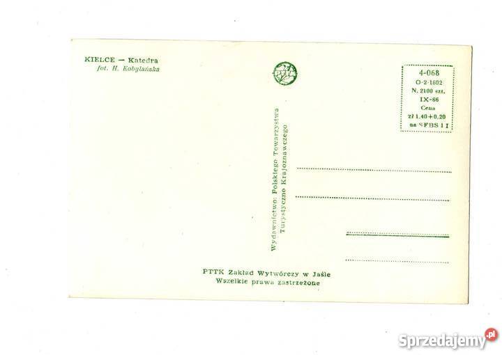 KIELCE KATEDRA POCZTÓWKA CZARNO BIAŁA Krynki sprzedam