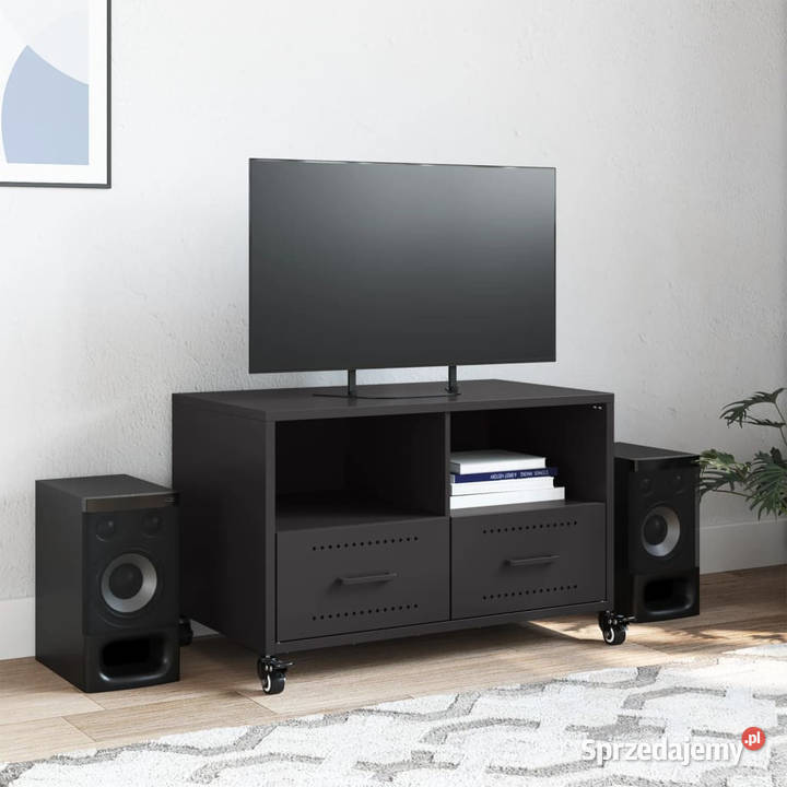 Szafka RTV czarna 68x39x435 stal WM846698 mazowieckie Warszawa