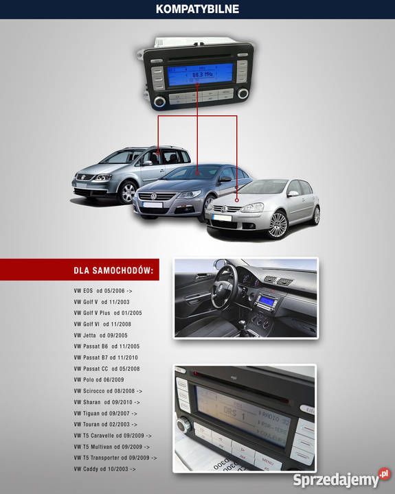 Radio Vw RCD300 mp3 Golf V Passat B6 Touran Piekoszów