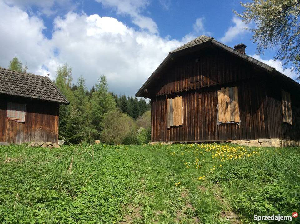 Uroczy dom drewniany w zacisznym miejscu do remontu Domy małopolskie Lipinki