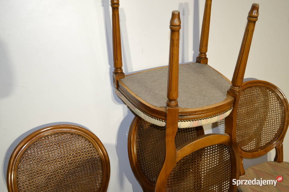 krzesła medaliony rafia 6 Antyki, Sztuka, Kolekcje sprzedam