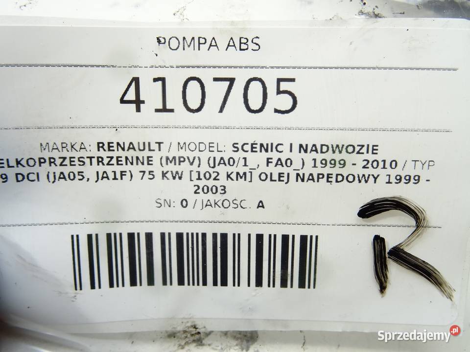 POMPA ABS RENAULT SCENIC I 0265220544 19 102