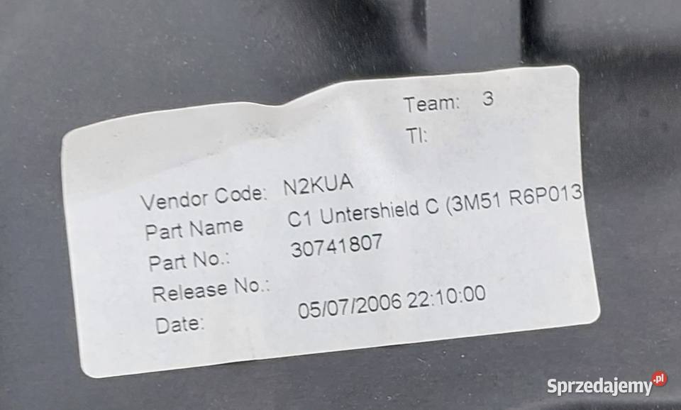 PŁYTA OSŁONA SILNIKA VOLVO S40 V50 C30 30741807 Mielęcin