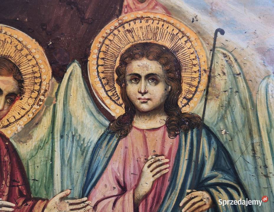 Ikona Święta Trójca Starego Testamentu XIX wiek mazowieckie Warszawa sprzedam