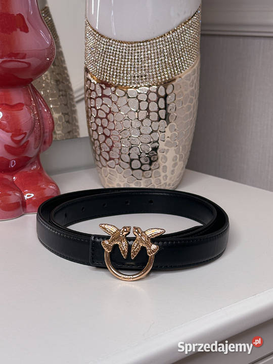 Pasek Pinko czarny nowy złota klamra 110 105
