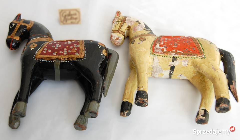 Koń indyjski rzeźba drewniana malowana indyjska wielokolorowy Lublin