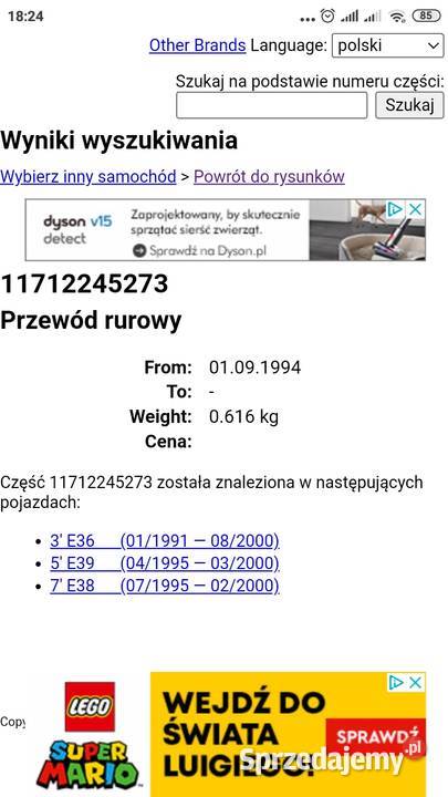 Rura rurka przewód EGR BMW e39 E36 e38 25 tds Starachowice