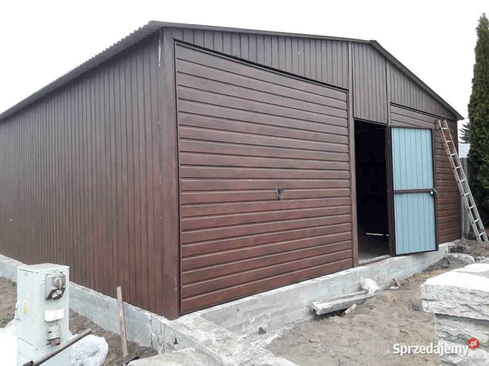 Garaż Blaszany 12x6 m w kolorze ORZECH Grzywstal