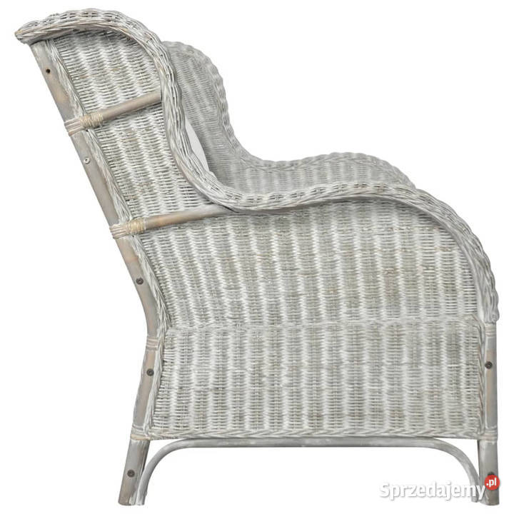 Sofa 2osobowa szara naturalny rattan i len Warszawa