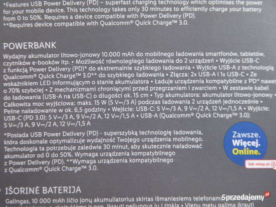 Nieużywany Power bank 10000mAh TRONIC wejścia Olsztyn