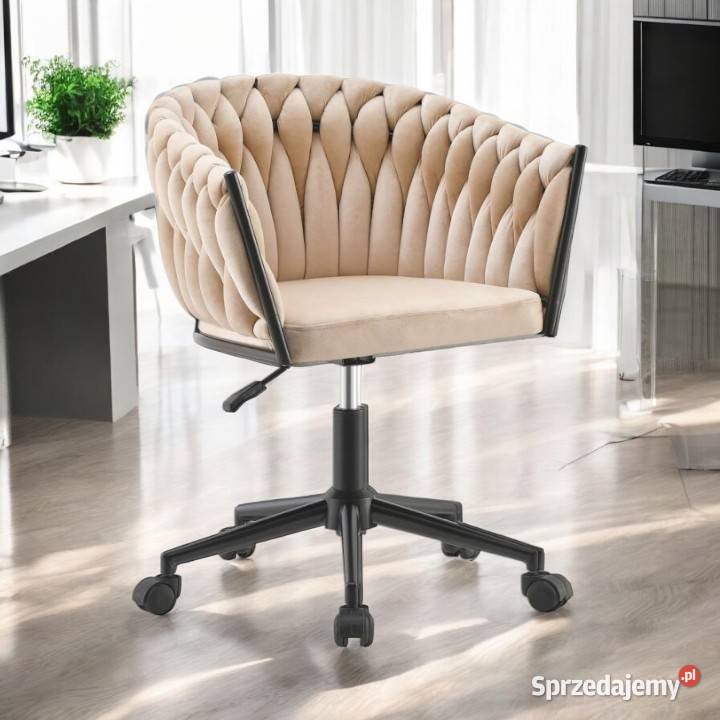 Obrotowe Beżowe Krzesło Tapicerowane Rosa 76cm wielkopolskie