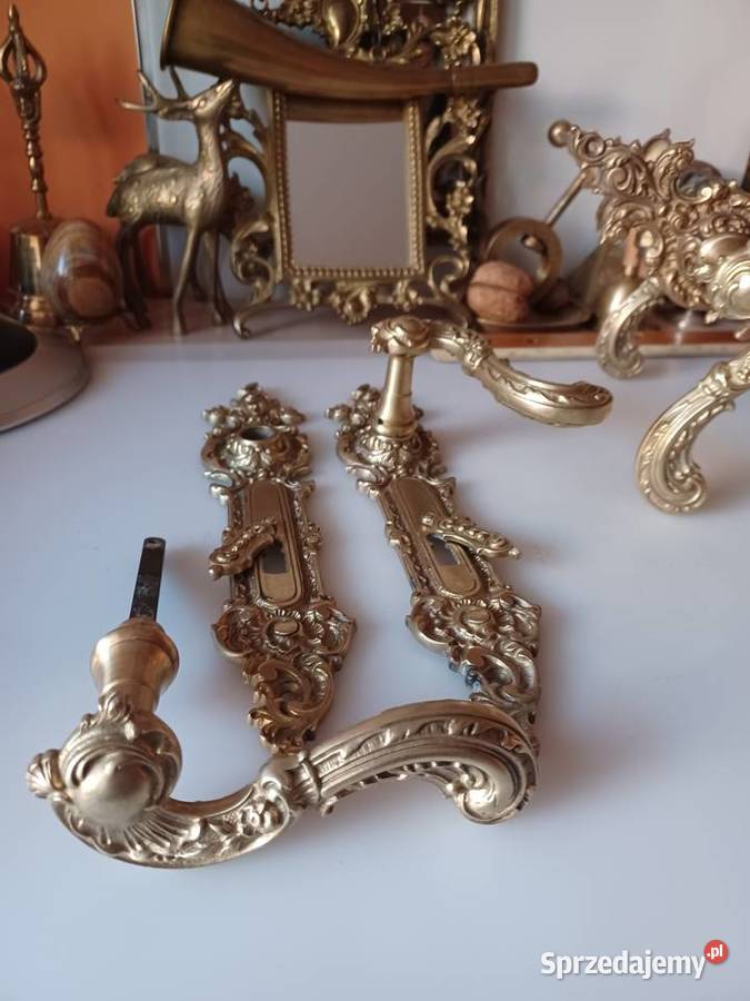 Komplet pałacowych szyldów i klamek Mosiądz Poznań sprzedam