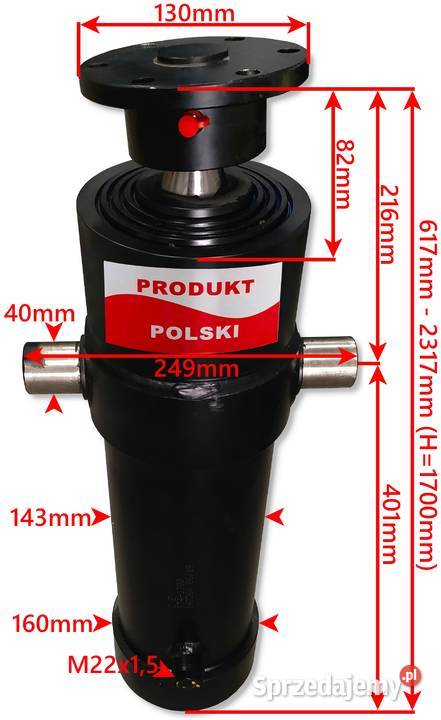 SIŁOWNIK HYDR Przyczep 1600mm 12T Wywrót Tył kujawsko-pomorskie Solec Kujawski sprzedam