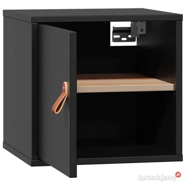Szafka ścienna czarna 315x30x30 lite drewno Półki