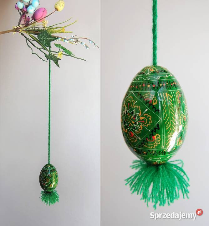 Stara pisanka drewniana wisząca malowana Ukraina Lublin