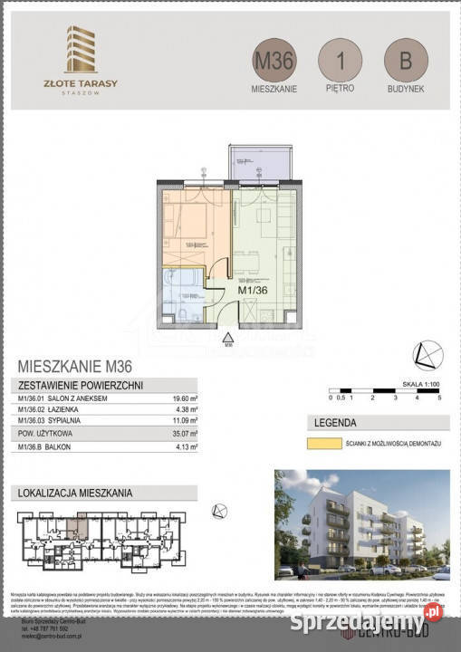 M36 3507 m 2 pokoje balkon 1 piętro Staszów