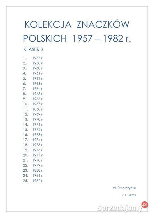 Sprzedam znaczki pocztowe POLSKIE 1957 1982 Staroźreby sprzedam