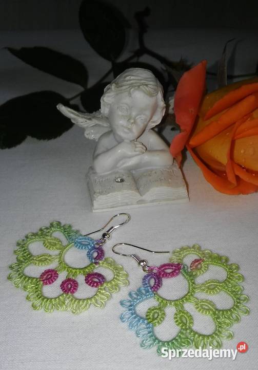 Kolczyki frywolitkowe Wiśniowa