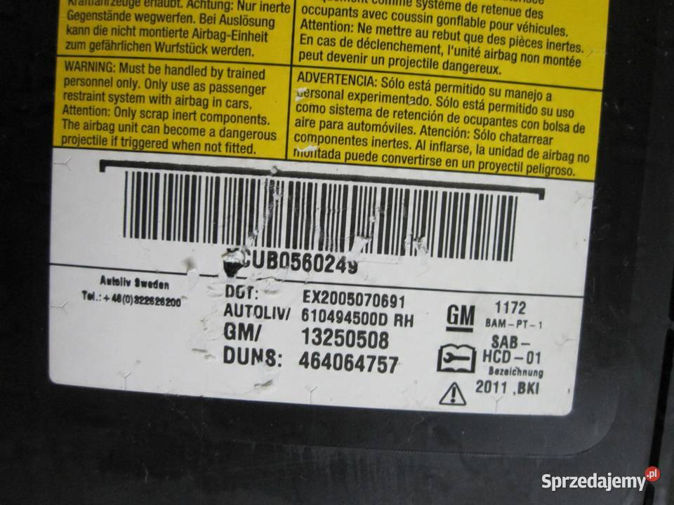 MERIVA B 11r AIRBAG poduszka fotela prawa Poduszki powietrzne sprzedam