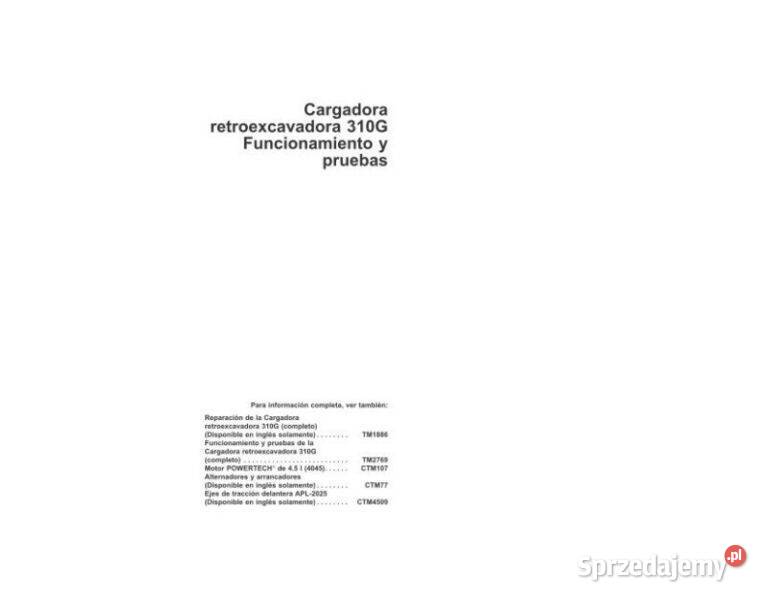 John Deere 310g 310sg 315sg instrukcja naprawy i Kielce sprzedam