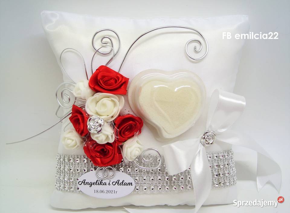 Poduszka Na OBRĄCZKi OZDOBA ŚLUB Wesele Uniseks Zielona Góra