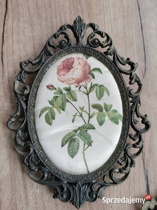 Dwie piękne metalowe ramki obrazki z różami sprzedam