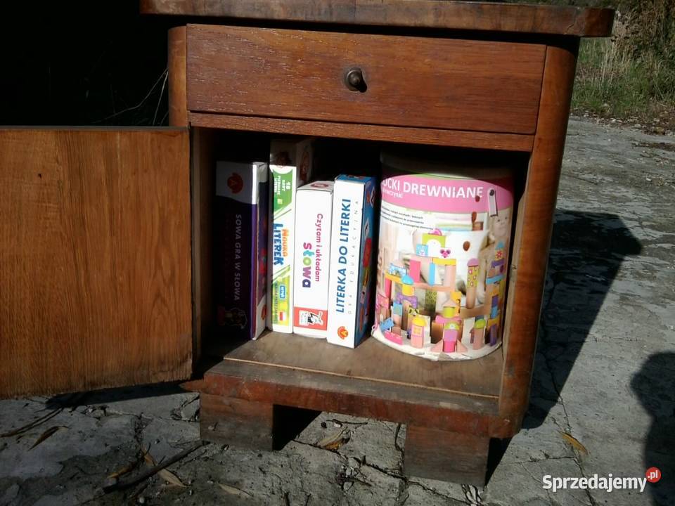 Drewniana czwarta zabytkowa szafeczka nocna Szafki Knurów