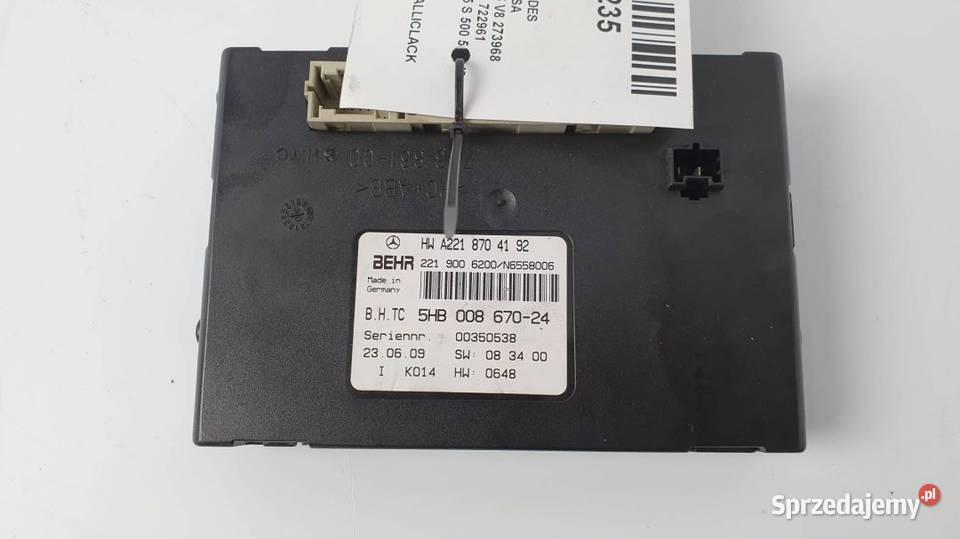 MODUŁ A2218704192 SKLASA W221 BEHR LIFT FV23 Lipno