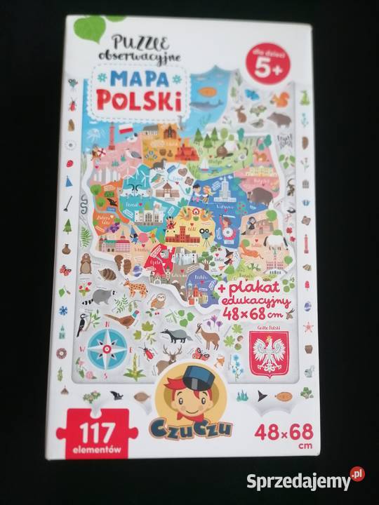 Puzzle Obserwacyjne Mapa Polski 117elementów 5 5 lat+ Łódź
